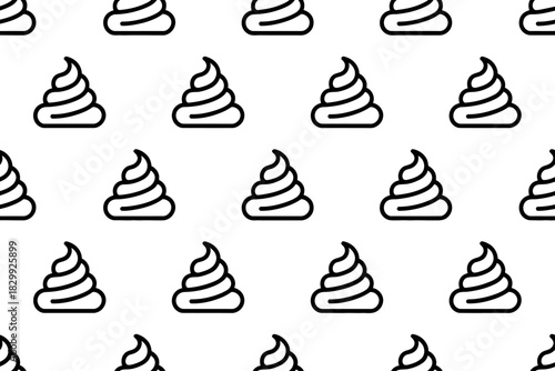Seamless Pattern of Minimalist Black and White Poop Icons Background
