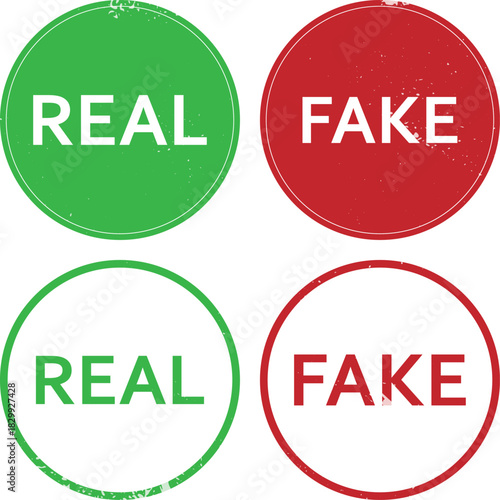 Real and Fake Label Icons Set