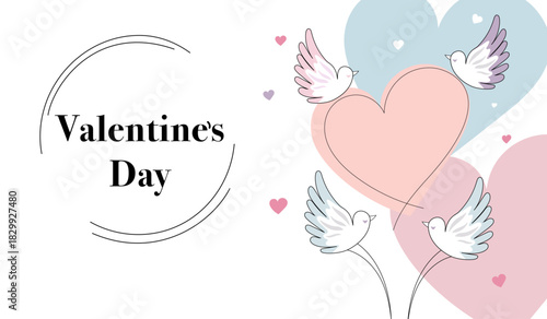 Valentinstag mit Herzen und Tauben