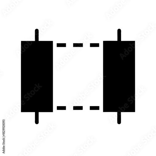 Electrical fuse symbol with dashed line indicating a break Vector, illustration
