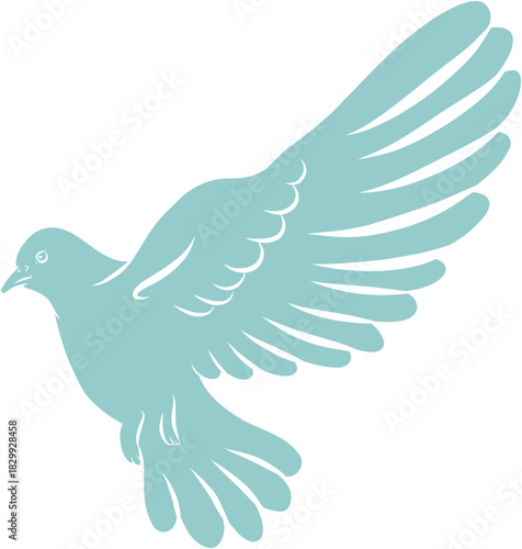 Doodle Hand-Drawn Dove Bird with Open Wings Sketch