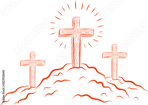 Golgotha Skull Hill Doodle Sketch Crucifixion Scene