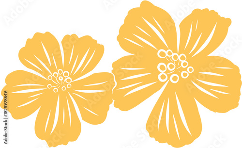 Doodle Style Simple Spring Flower Head Isolated