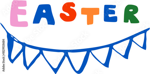 Doodle Hand-Drawn Simple Easter Word Typography