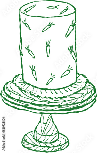 Doodle Easter Cake Dessert with Decorative Carrot Topper