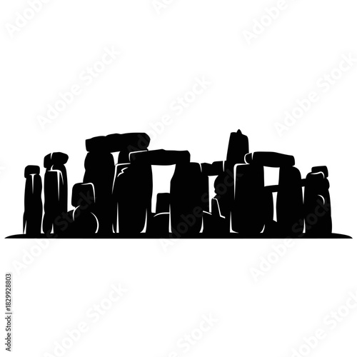 Explore the Mystical Silhouette of Stonehenge, a Timeless Wonder of Ancient History and Prehistoric Architecture, Perfect for Travel and Culture Designs