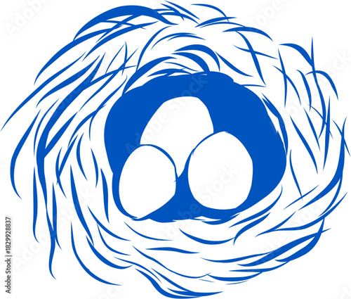 Doodle Nest with Chick and Easter Eggs Composition