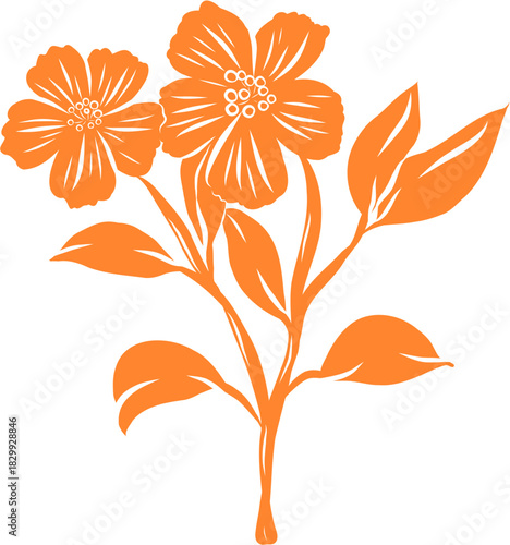 Simple Doodle Hand-Drawn Single Spring Flower Bloom