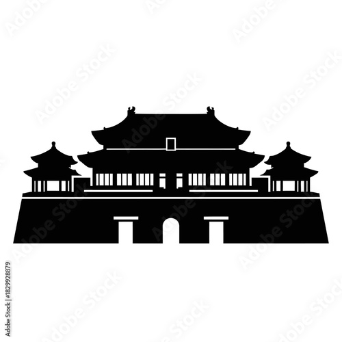 Explore the Forbidden City with this striking silhouette, perfect for travel guides, historical documentaries, or branding with sophisticated cultural flair