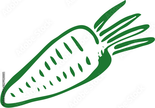 Simple Doodle Hand-Drawn Single Carrot Vegetable Sketch