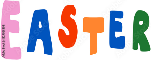 Hand-Drawn Doodle Lettering Word Easter Typography