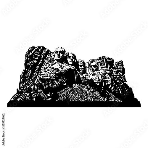 Mount Rushmore's patriotic monument in stunning black and white, a symbol of American history and presidential legacy, ideal for travel and educational content