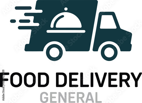 Print Fast Food Delivery Truck Icon Logo with Motion Lines Vector illustration