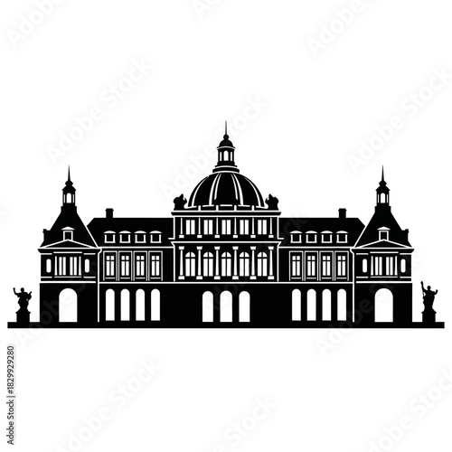 Magnificent silhouette of Frederiksborg Castle, Denmark, evoking timeless elegance and historical grandeur for travel, architecture, and cultural themes