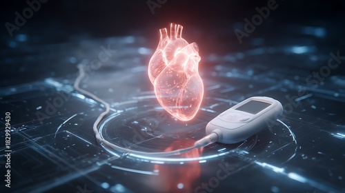 Heart monitor device for cardiac health and medical technology innovation concept design render