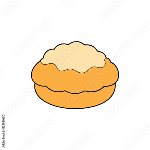 Vector Clip Art Cream Puff on White Background for Web and Graphic Design