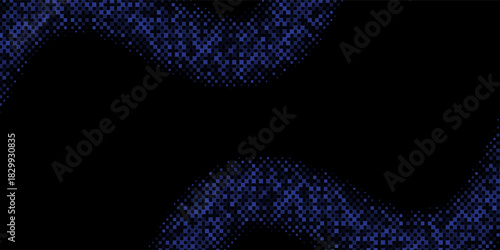 Geometric Halftone Pattern Smooth Curved Border Red Blue Abstract Background. Dots Rounded Squares Blurry Pattern Pop Art Design Texture.