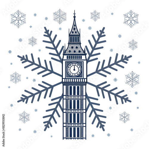 A minimal Big Ben silhouette combined with a gentle snow effect creating a calm winter themed visual