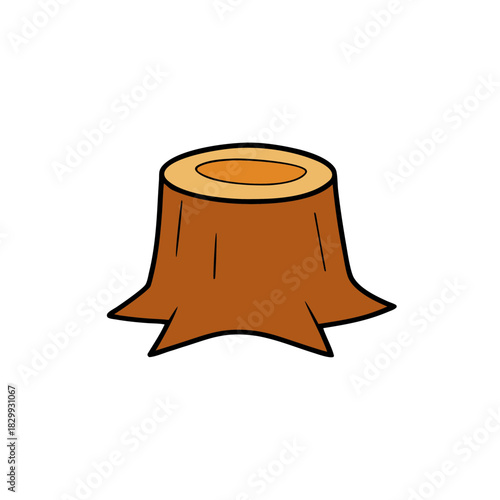 Vector Clip Art Fallen Tree Stump on White Background for Web and Graphic Design
