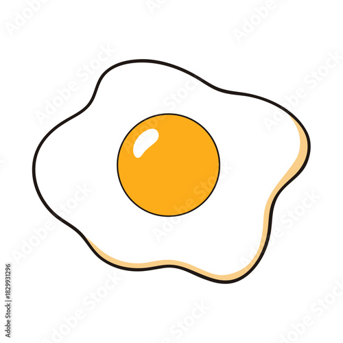 Vector Clip Art Fried Egg on White Background for Web and Graphic Design