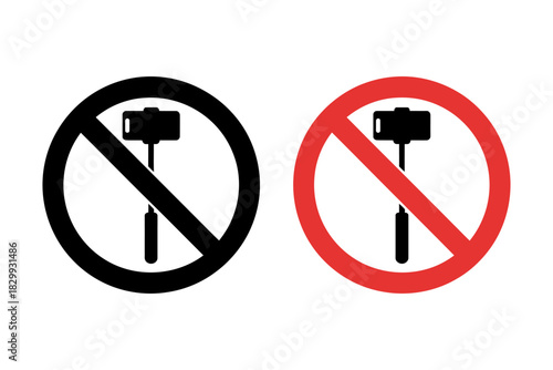 No selfie stick prohibition signs