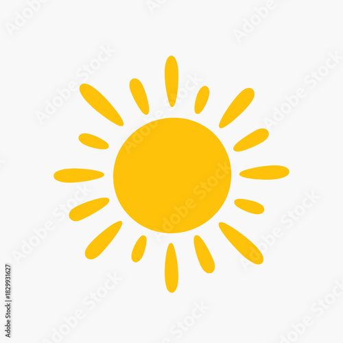 Bright Sun Icon Vector – Simple Yellow Sun Illustration for Weather, Summer, and Climate Graphics