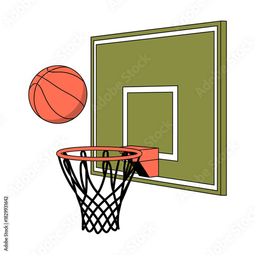 Basketball and hoop illustration