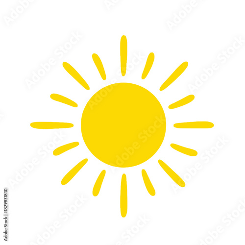 Bright Sun Icon Vector – Simple Yellow Sun Illustration for Weather, Summer, and Climate Graphics