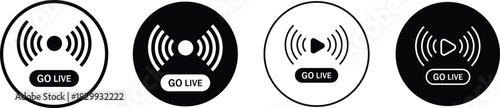 Set of go live icon set. Live stream symbols. Social media and online event signs. On Air Broadcast Icons
