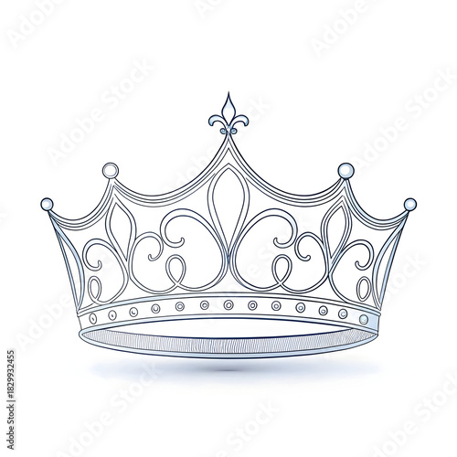 A simple thin line crown with elegant symmetry creating a minimal refined visual symbolizing royalty power prestige