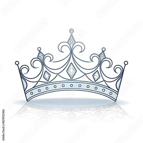 A simple thin line crown with elegant symmetry creating a minimal refined visual symbolizing royalty power prestige