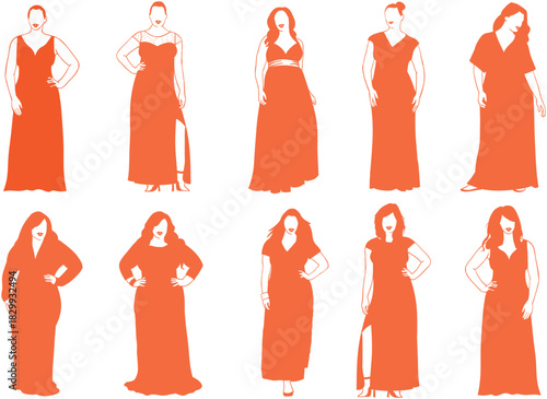 Elegant Plus Size Women in Formal Wear Silhouettes