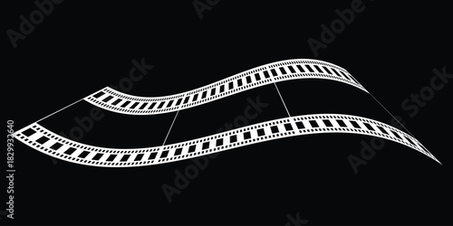  film strip vector with blank frames, perfect for vintage cinema photography and movie reel illustration. seamless vintage filmstrip roll frame. eps 10