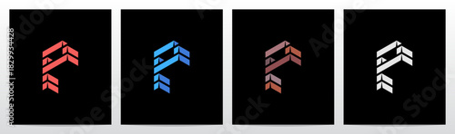 Brick Block Stack Building Structure 3-Dimensional Letter Initial Logo Design P