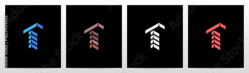 Brick Block Stack Building Structure 3-Dimensional Letter Initial Logo Design T