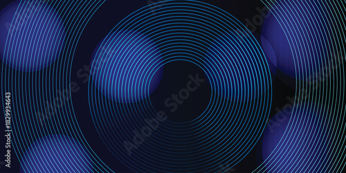 Blue abstract background with glowing circles. Swirl circular lines pattern. Geometric spiralTwirl element  Futuristic technology  desktop wallpaper background