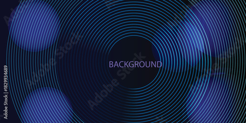 Blue abstract background with glowing circles. Swirl circular lines pattern. Geometric spiralTwirl element  Futuristic technology  desktop wallpaper background