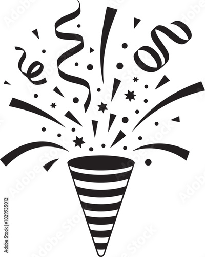 Confetti popper with streamers and sprinkles vector for celebration event design