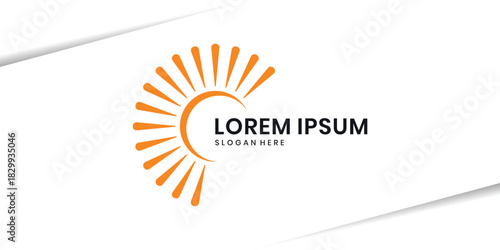 Orange abstract sun rays logo design