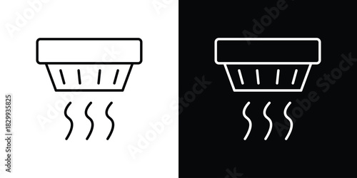 Sensor smoke icons set with editable black and white stroke line style for ui designs