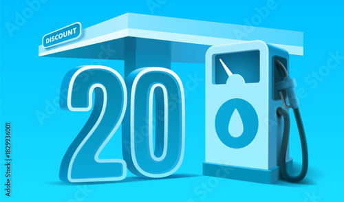 Fuel discount 20 off at gas station pump.