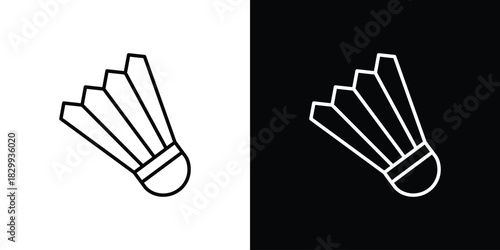 Shuttlecock icons set with editable black and white stroke line style for ui designs