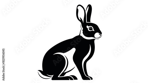 Elegant stylized hare illustration, perfect for logos or branding, available now, download and use in your next project