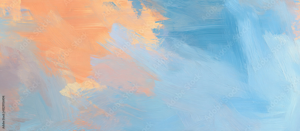 Fototapeta premium Orange and blue modern abstract brush stroke painting background