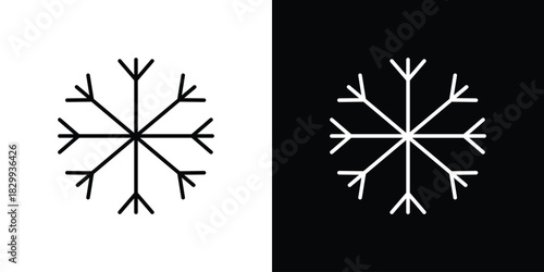 Snowflake droplets icons set with editable black and white stroke line style for ui designs