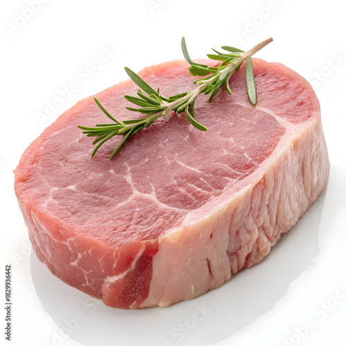 Raw veal cutlet isolated on white background showcasing fresh meat ingredient ideal for cooking, gourmet recipes, roasting,