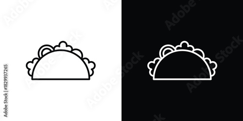 Taco icons set with editable black and white stroke line style for ui designs