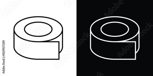 Tape icons set with editable black and white stroke line style for ui designs