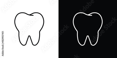 Teeth icons set with editable black and white stroke line style for ui designs