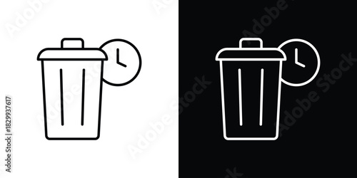 Time waste icons set with editable black and white stroke line style for ui designs